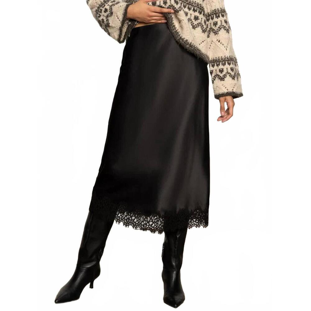 NEW SANCTUARY slip skirt with lace in black